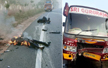 Kolar: Student charred to death after his bike collides with bus